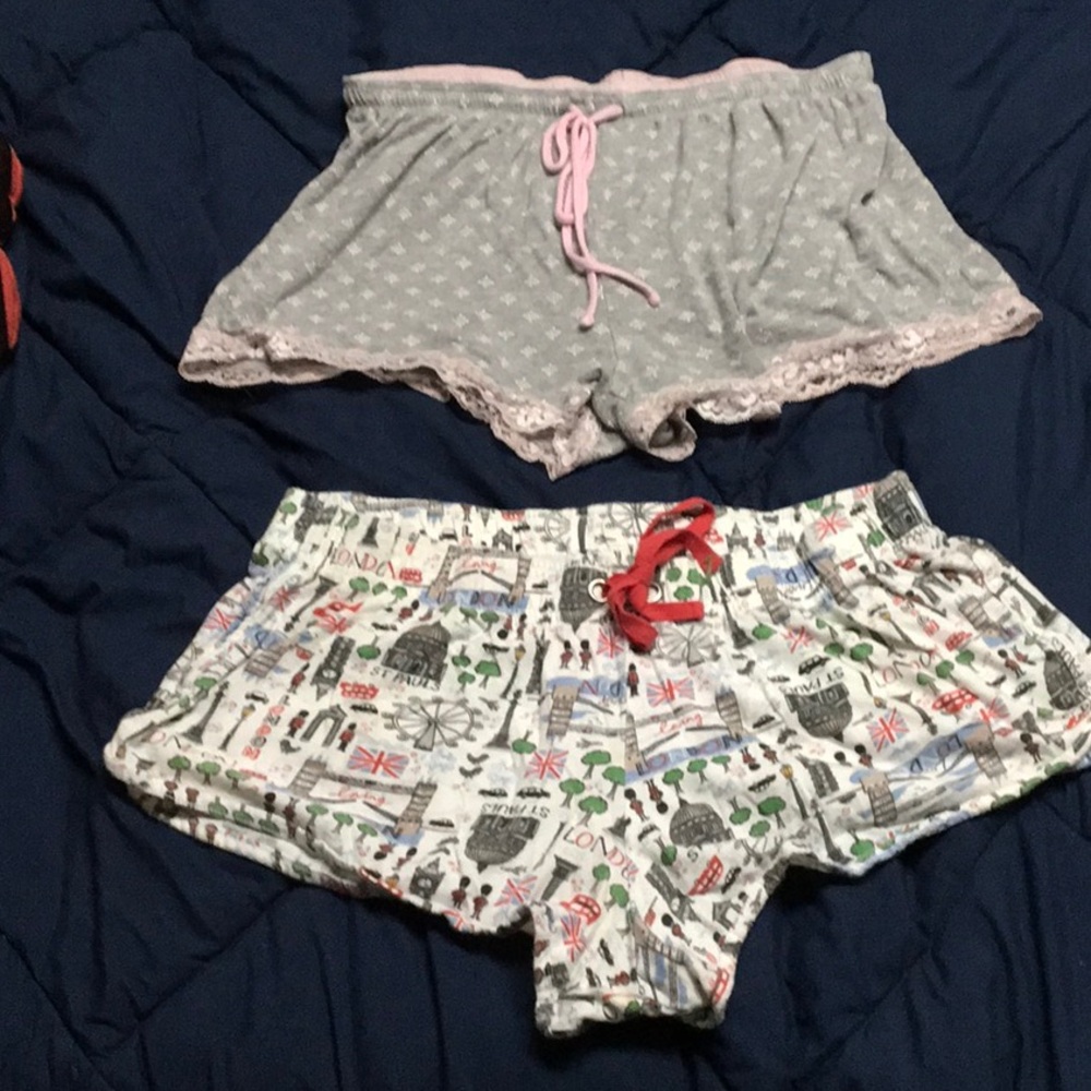 Women's Gray and White Pajama Shorts Set